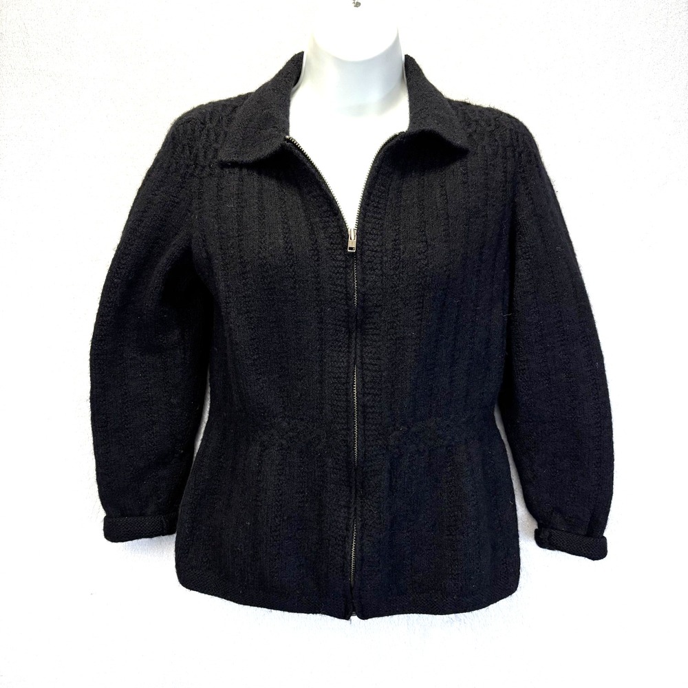 Vintage Lauren Ralph Lauren Hand‎ Knit Wool Zip Cardigan Sweater Petite Small PS